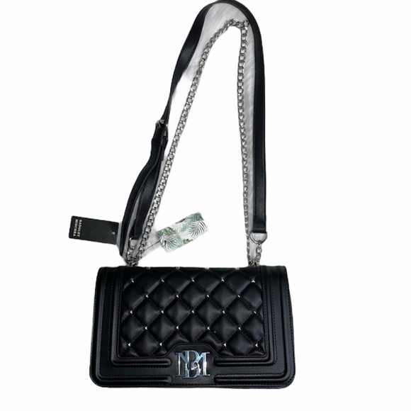 Badgley Mischka black studded quilted purse - Picture 2 of 16